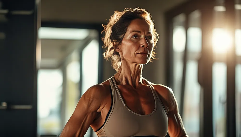 Fit woman in her 40s doing a strength workout